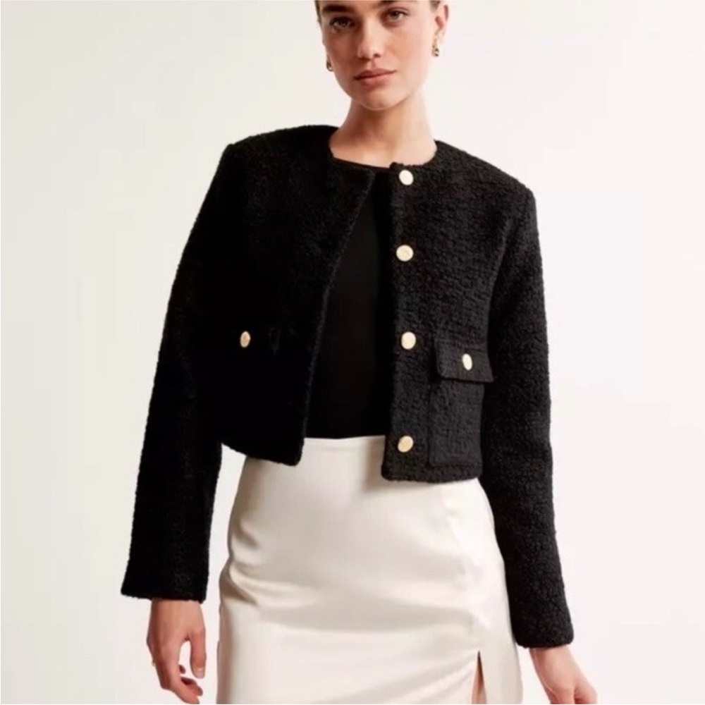 Abercrombie & Fitch Black Textured Blazer